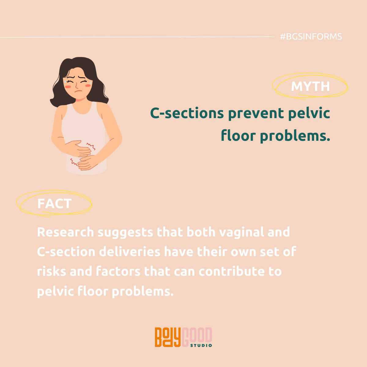 Let's dive into the truth about C-sections and debunk some popular myths, shall we? 🌸💁‍♀️ Swipe through as we reveal the truth and put those misconceptions to rest! 

#BGS #BodyGoodStudio #csection #fitpregnancy #pregnancyjourney #pregnantlife #csectionrecovery