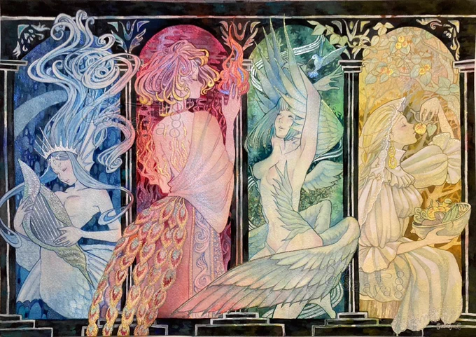 #最近フォローした人は知らない過去絵を晒す  最近はデジタルイラストばかりですが 前は水彩イラストを沢山描いておりました!