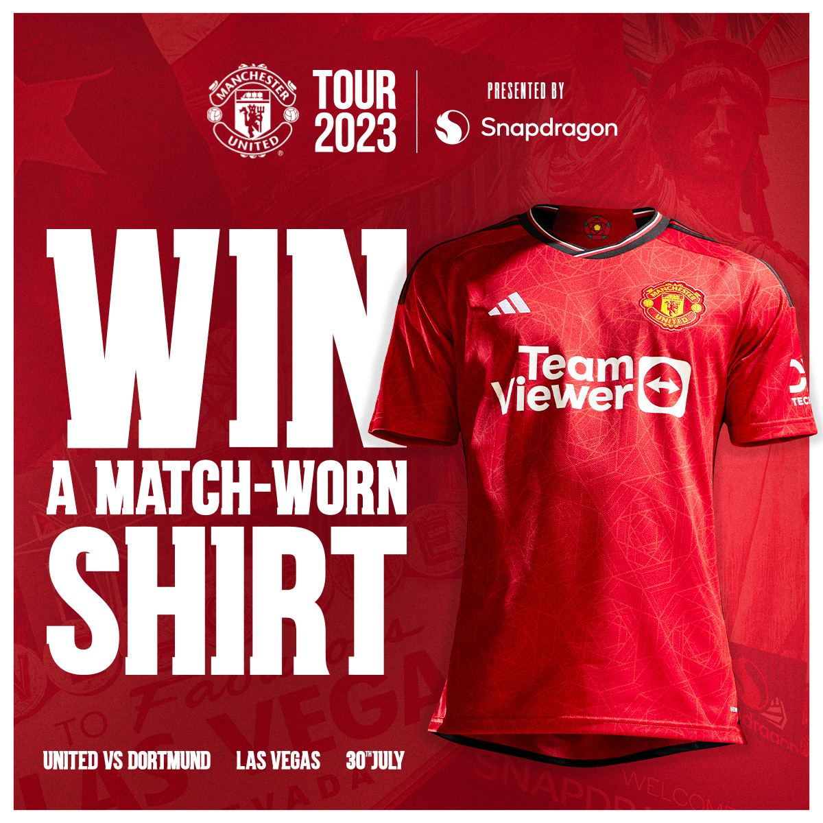 We're giving away a match-worn shirt from our clash with Dortmund — here's how you can win it 👇 1️⃣ Retweet this tweet 2️⃣ Follow @Snapdragon #MUFC || #MUTOUR23