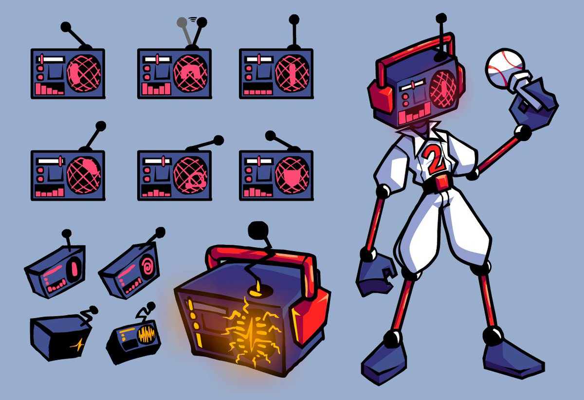 meet Bin
a proto warbot designed to spy and interfere with enemies comms
he got trashed, and eventually found and fixed by a war beteran to listen baseball matchs
Bin decided to become a pro baseballer to honor his owner, even after his death

#DsidesDesignDerbyHex