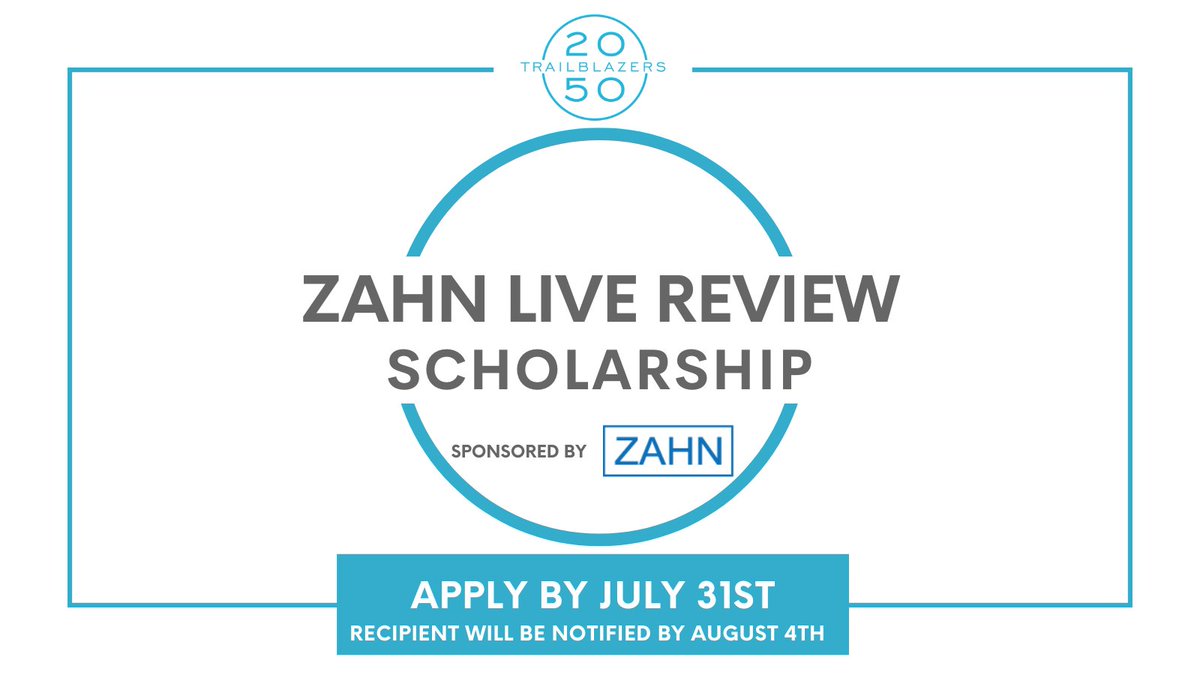 Last day! We're proud to team up once again with Zahn Associates, Inc to support individuals with a desire to promote #DEI in #FinServ through a merit-based scholarship to cover the cost of one Live Review Class for the Fall 2023 exam cycle.

Apply at: 2050trailblazers.com/newsworthy/zah…