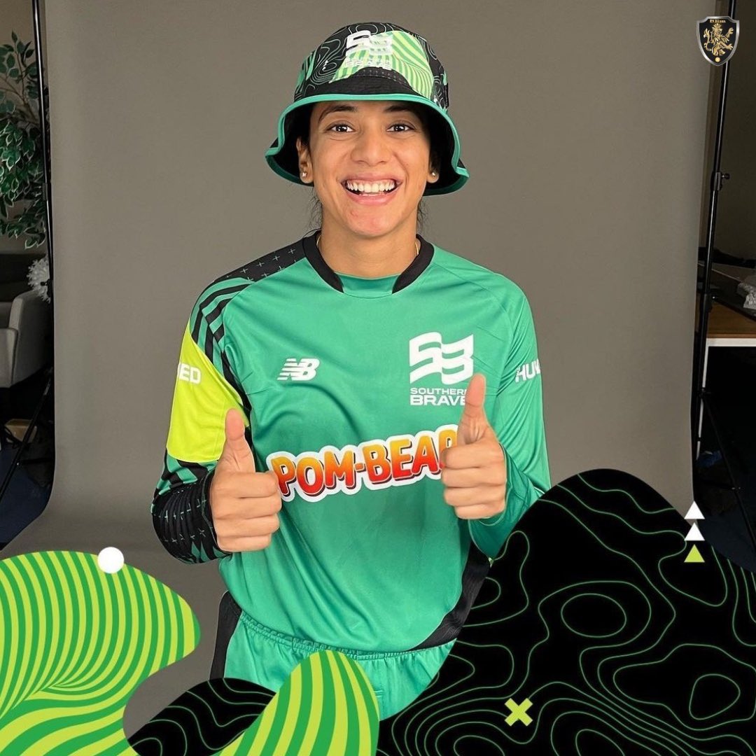 Smriti Mandhana in Southern Brave jersey for 'THE HUNDRED' 🤩

#TheHundred #SmritiMandhana #SouthernBrave #CricketTwitter