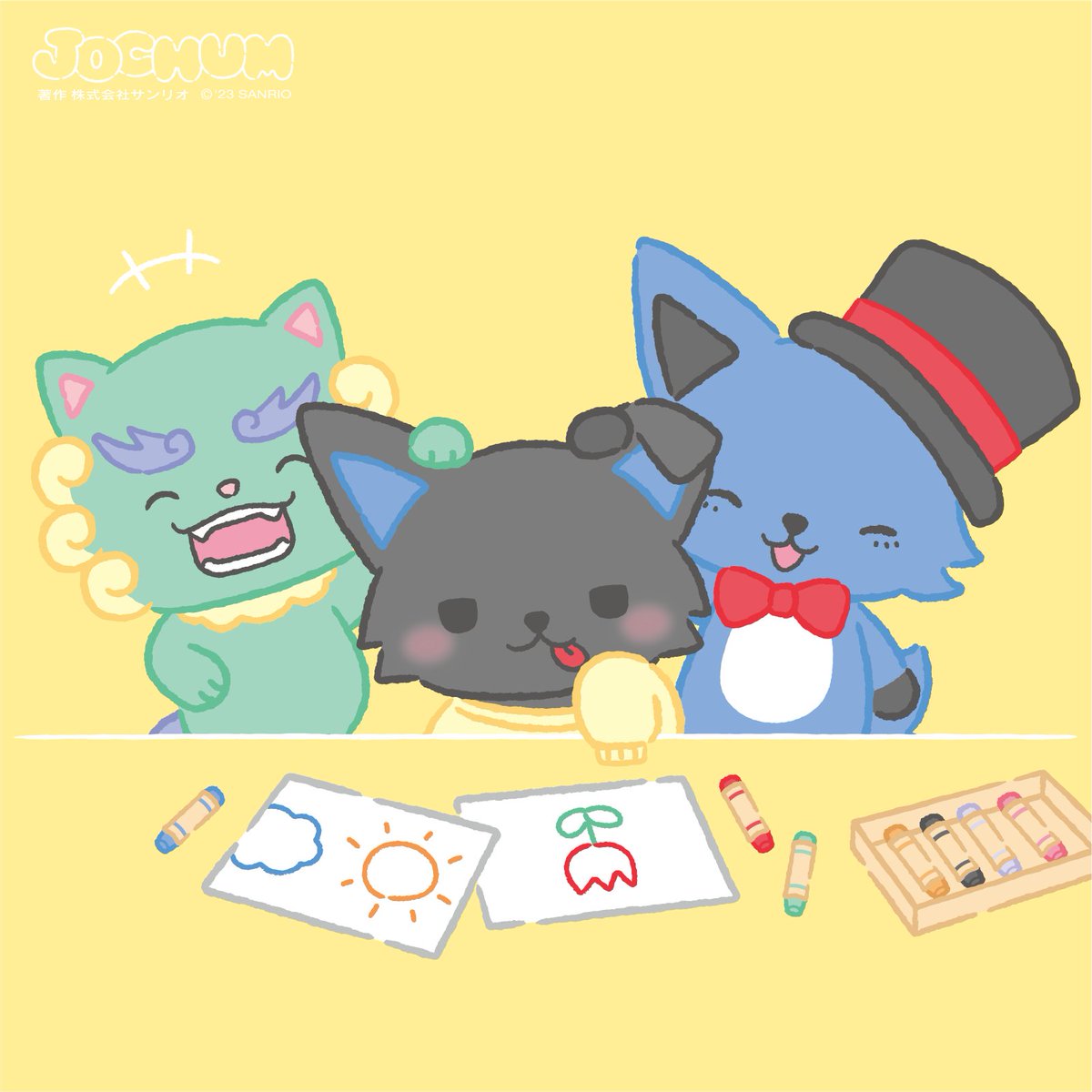 🦊「ピーはお絵かきが上手だねぇ」 ☕「さすがだな！！！」 ✈「えへへ