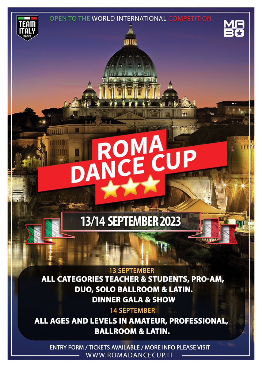 Un #TrainingCamp e una #competizione #internazionale di #danzasportiva da non perdere con ospiti eccezionali a #roma organizzata dal #maboteam