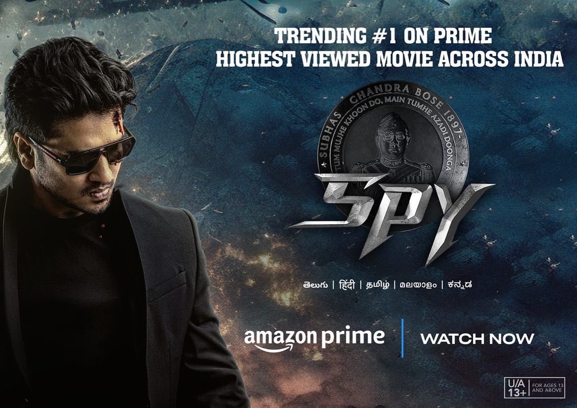 #SPYMovie -  hundreds of Millions of 
Viewed Minutes, It is Trending #1 on @PrimeVideoIN  & One of the Highest Viewed Film this year across Ott platforms

@actor_Nikhil @Garrybh88 @Ishmenon @tej_uppalapati #Edentertainments