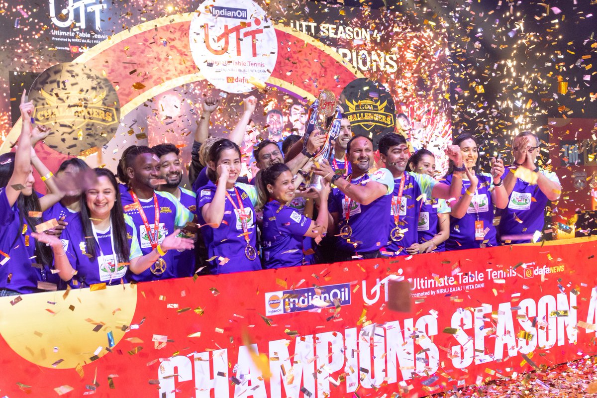KhelNow's tweet photo. #GoaChallengers defeated defending champions #ChennaiLions in a stunning final to be crowned champions ๐ of Ultimate Table Tennis ๐ Season 4๏ธโฃ. ๐
๐ธ UTT
https://t.co/Hbf2im7r6r
#TableTennis #UTT #UltimateTableTennis https://t.co/CKsPhYDny3