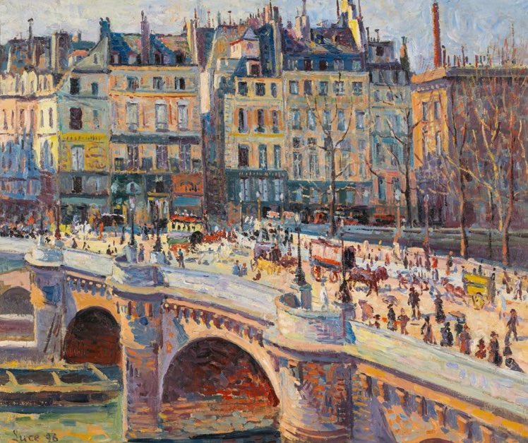 #MaximilienLuce (France 1858-1941)
Paris, Le Pont-neuf et Le Quai Conti (Jour) 1896 #peinture #Paris