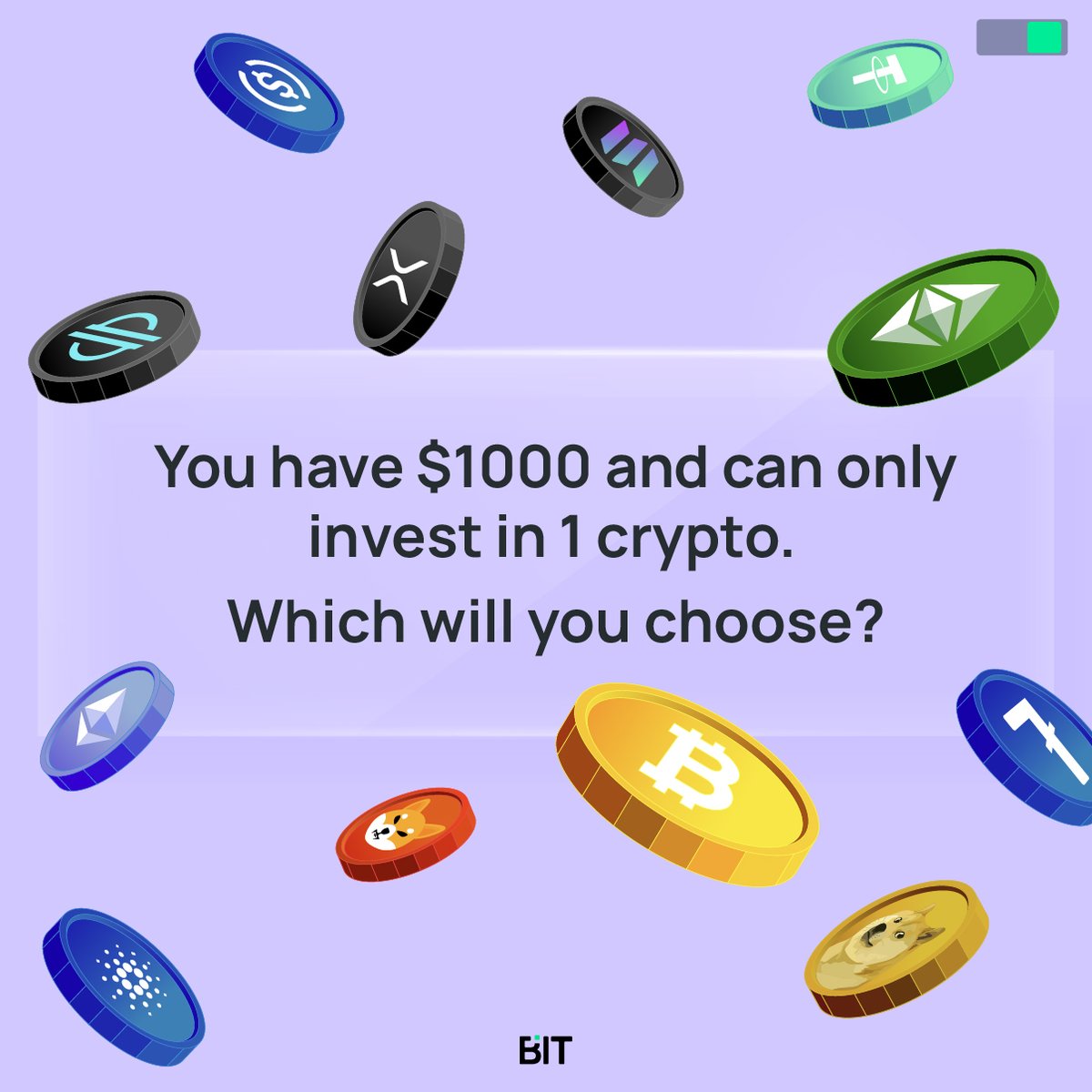 BITCryptoXchg's tweet photo. 😏 #QuestionMonday

If you have $1000 and can only invest in 1 #crypto. Which will you choose?

#cryptoinvestment #cryptocurrency https://t.co/G9qupmMTTY