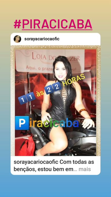 Com todas as ben&ccedil;&atilde;os, estou bem em #piracicaba   #Soraya #SorayaCarioca  https://t.co/yxEZOgbBQY https://t<a href="/tag/piracicaba"class="tags">#piracicaba</a><a href="/tag/soraya"class="tags"><span>#soraya</span></a><a href="/tag/sorayacarioca"class="tags"><span>#sorayacarioca</span></a>