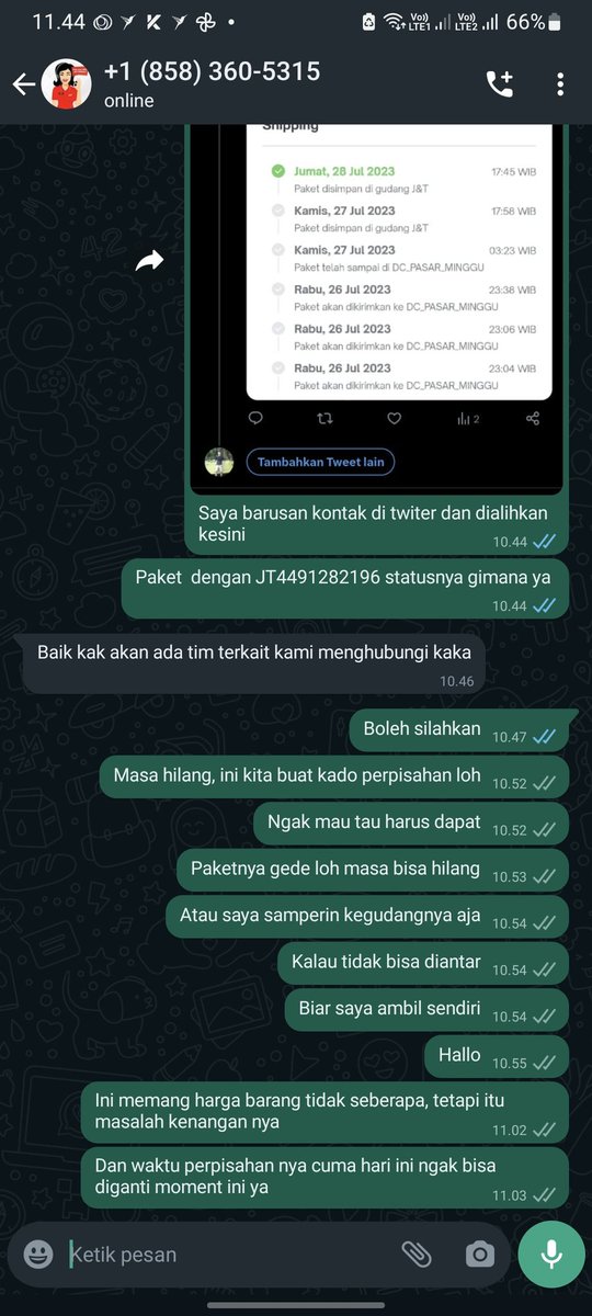 johnheru's tweet photo. @Zamo2332 @jntexpressid Saya sudah wa, tp belum ada respon sampai sekarang https://t.co/dj6ZQC52Ul