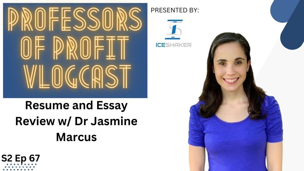 FScottFeil_DPT's tweet photo. @theptwriter joins us on the #ProfessorsOfProfit #Vlogcast to talk about how you can make money as a #sidegig reviewing resumes and entrance essays. #Podcast #IceShaker https://t.co/alYXqbN4Fx