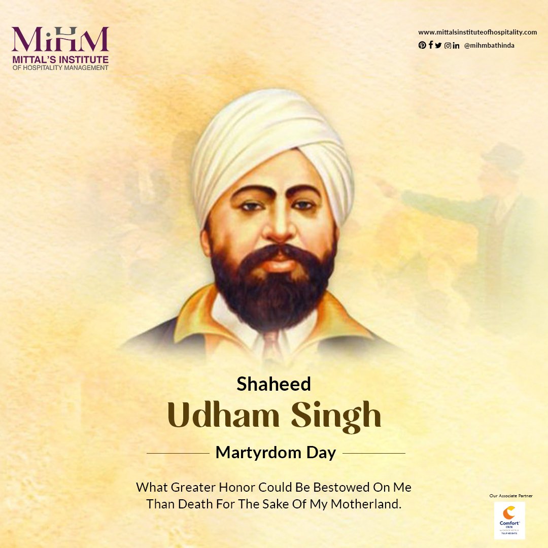 Shaheed Udham Singh Martyrdom Day - What Greater Honor Could Be Bestowed On Me Than Death For The Sake Of My Motherland.

#ShaheedUdhamSingh #MartyrdomDay #RememberingOurHeroes #SaluteToCourage #FreedomFighter #HeroicSacrifice #BraveHeart #RememberingTheBrave #MIHM #mihmbathinda