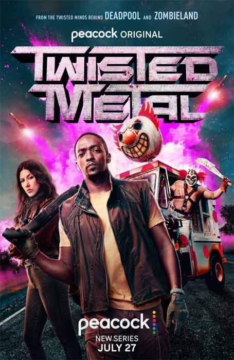 pelismaraton's tweet photo. #TwistedMetal #Serie #Accion #comedia #Peacock A un forastero con boca de motor que no recuerda su pasado se le ofrece la oportunidad de una vida mejor..  Ya disponible 1 temporada en idioma Latino https://t.co/zJxbz9bMeR https://t.co/yg0a3DKGe6