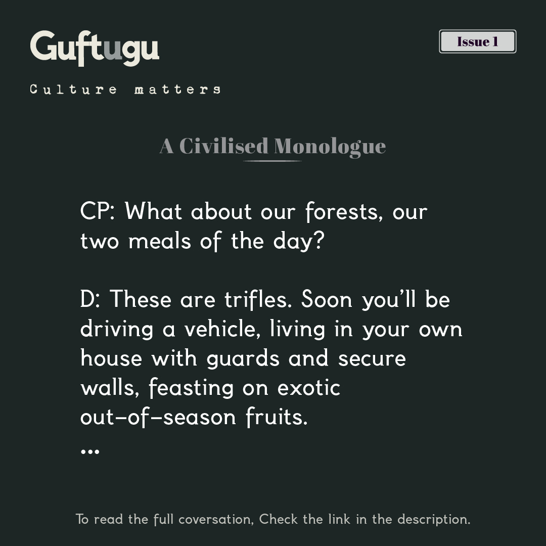 guftuguejournal's tweet photo. "A Civilised Monologue" by Robin S. Ngangom
https://t.co/kgC2tAZnrS

© Poems, Robin S. Ngangom;
© image, Merlin Moli https://t.co/tABMBYkZAt