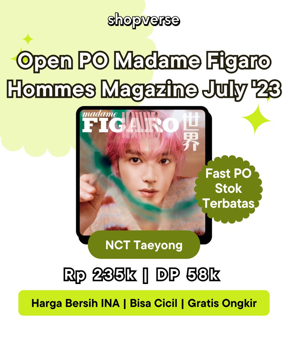 [Open PO / WTS INA🇲🇨] NCT TAEYONG - Madame Figaro Hommes Magazine July 2023

🤑 Harga termurah / DP rendah 25%
✅ EMS/tax + free ongkir

✨ 235k DP 58k

🛒 CO via WEB 👉shopverse.id/collections/37…

✅ GO LINE / WA / TELEGRAM

#POshopverse #wts #ina #wtb #wtt #lfs #lfb