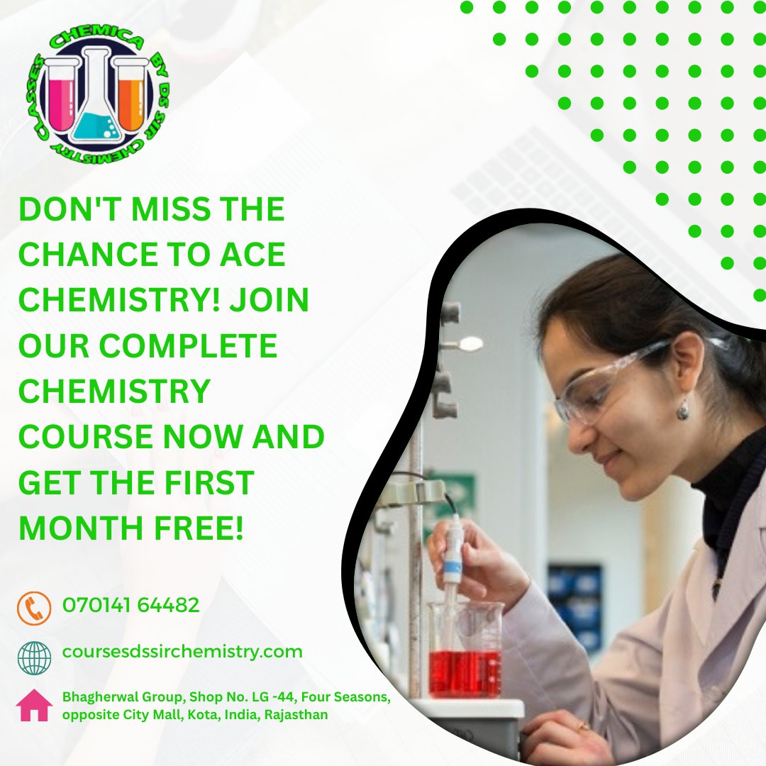 dssirchemistry's tweet image. Get a one-month free complete chemistry course and enhance your understanding of the subject.

#ChemistryCourse #FreeChemistryClass #ChemistryEducation #LearnChemistry #ChemistryForFree #ChemistryLove #ChemistryNerd #ChemistryEnthusiast #ChemistryJourney #Chemistry101