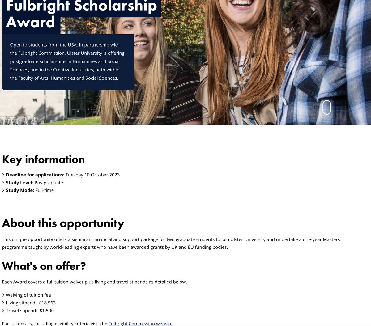 UlsterUniSchLaw's tweet photo. Fulbright #Scholarships available for USA students to apply for our masters programmes in Northern Ireland! Full details at https://t.co/FxxasgEvTD https://t.co/eBz1gr8YDE