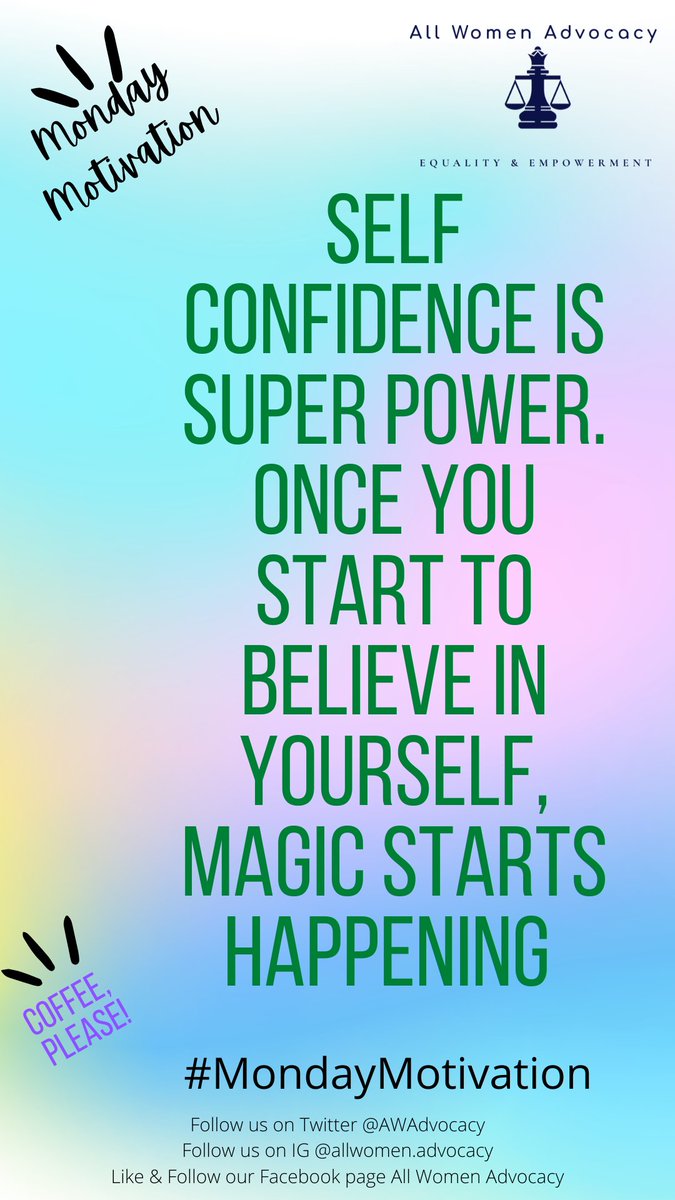 #MondayThoughts
Self confidence is super power. 
Once you start to believe in yourself, magic starts happening
#MondayMotivation