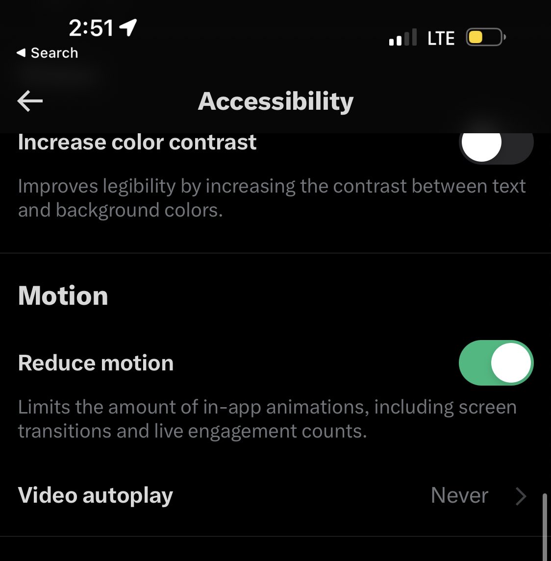 rtoab's tweet photo. @BrainAblaze Thanks for sharing! I followed the instructions to turn it off which I did not know about, super helpful! And then I stumbled upon the same setting in a different accessibility menu that also had the option to reduce motion like with in-app animations and transitions! So cool! https://t.co/hHnpl3SUdO