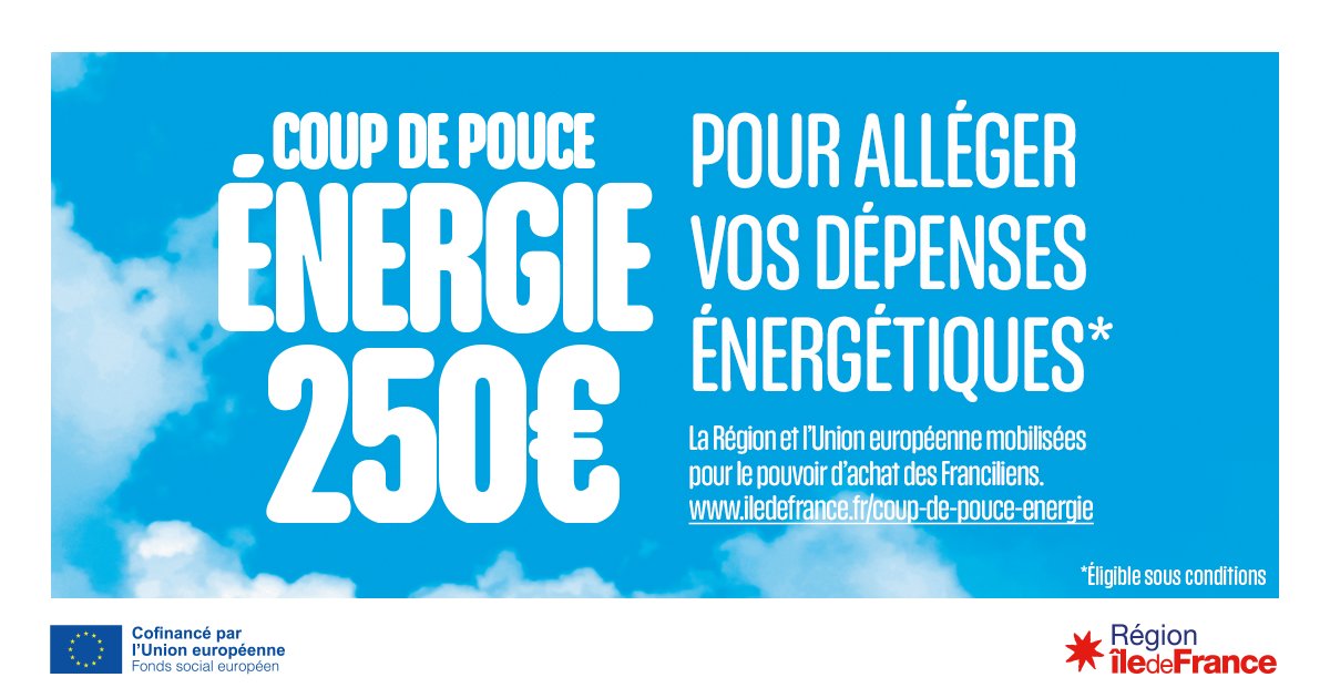 iledefrance's tweet photo. 💡 Pour aider les foyers les plus vulnérables face à l'augmentation des coûts de l'énergie, la #RégionIDF a lancé le « Coup de pouce énergie ».   

💸 250 euros d'aide, disponible dès maintenant

Testez votre éligibilité et faites votre demande en ligne ⤵️
https://t.co/jqgTKtRn4g https://t.co/xxV4ra5ib3