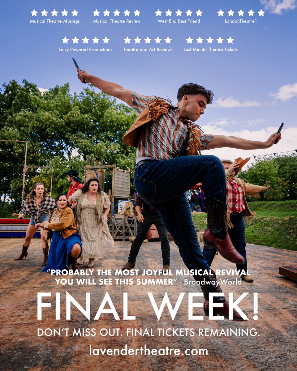 Wishing the company of Irving Berlin’s Annie Get Your Gun a fabulous final week. Limited tickets still available for this week’s performances, with best availability tonight, tomorrow and Thursday evenings!! Don’t miss out on <a href="/SimonLHardwick/">Simon L Hardwick</a>’s sensational production!