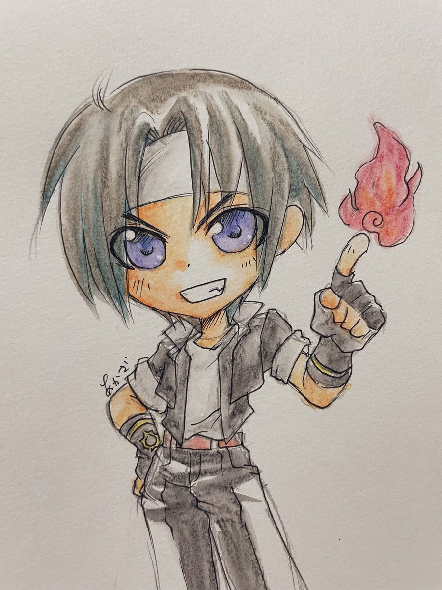 AkazaDraw's tweet photo. とうとう最後の一枚！
もえたろ？
#KOF #格ゲーキャラ描こうぜ #草薙京 https://t.co/zEnmBJoLMX