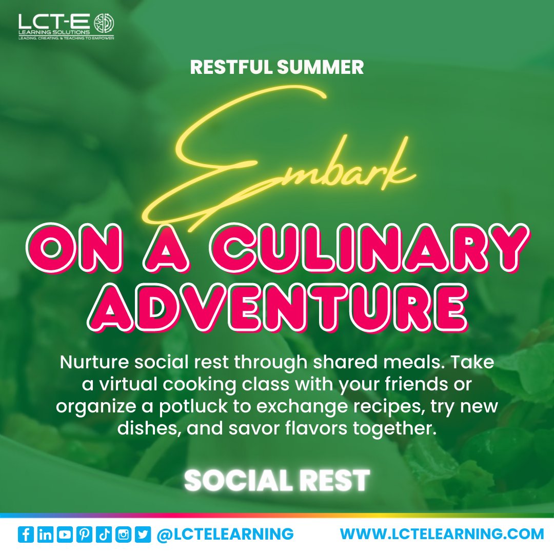 msinghDisrupt's tweet image. 🍽️ Culinary Adventures! 🍳

Share your favorite dish.

Register to get your rest resources for the challenge: lctechallenge.com.

We have a prize tomorrow to celebrate you!
 
#SocialRest #RestfulTeacher #RestfulTeacherChallenge #31DayRestChallenge #TeacherWellbeing