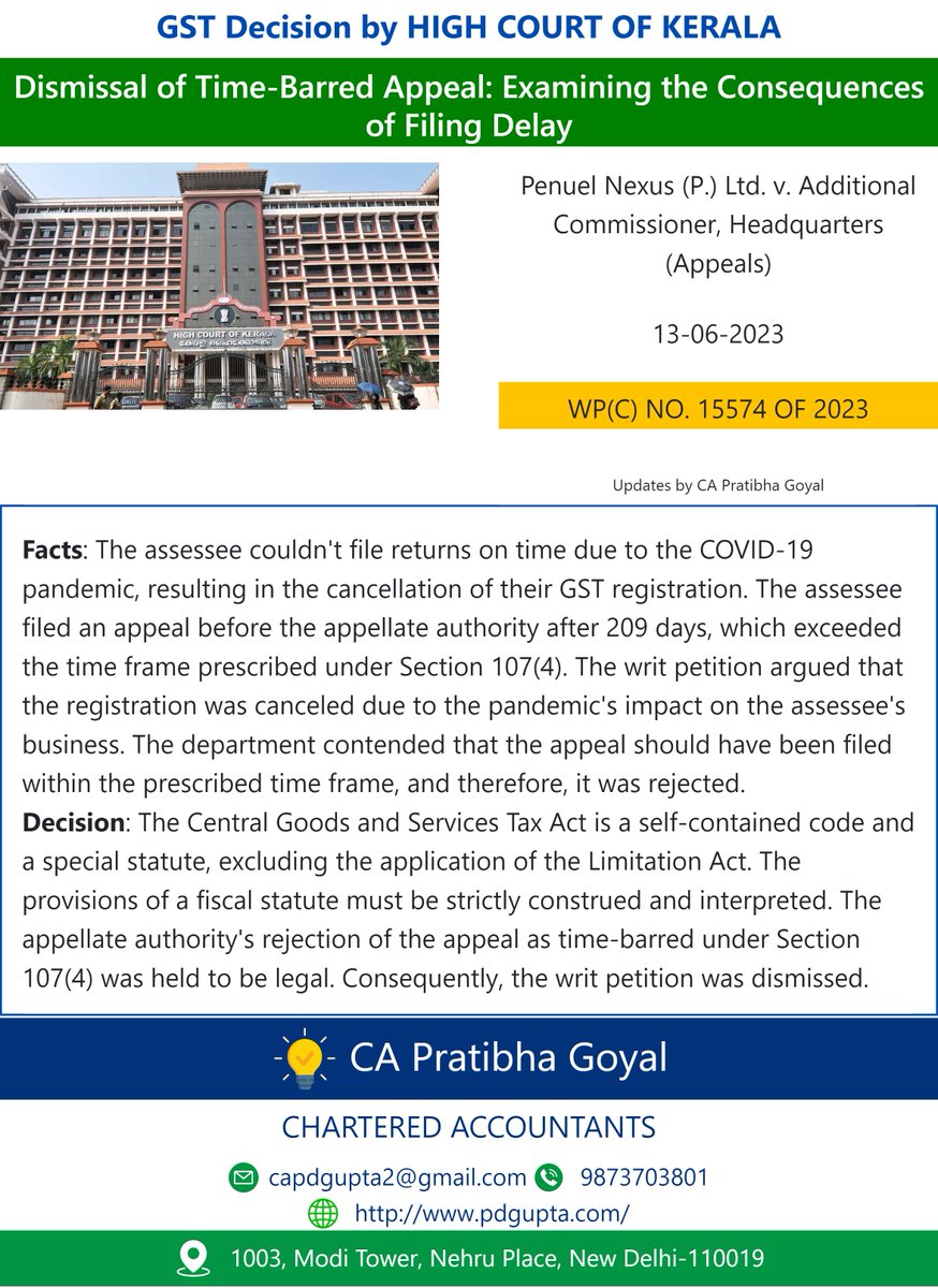 studycafe_in's tweet photo. Dismissal of time-barred appeal: Examining the consequences of filing delay @incometaxreturn
 
#itr #itrfiling #delayfile #delayinfiling #delayinfilingincometaxreturn #incometaxdelay #delayitr #itr  #studycafe #pratibhagoyal https://t.co/N1QAfkqwkD