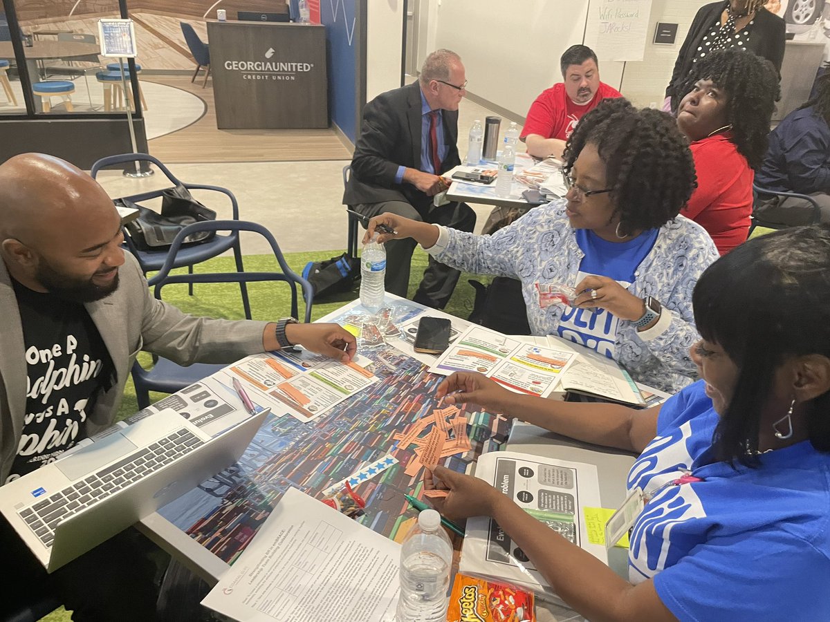 SharondaMurrell's tweet photo. Here’s some Monday Morning Motivation for you! @SCCPSS SSG Principals &amp; APs engaging in the new @GaDOEMath Standards through solving problems using application and manipulatives @ our Leadership Kickoff! 
💡🎯🎲🧩💵@BballoliverBBO @AngelaShumate3 @GaDOESDI 
#Lookfors https://t.co/ibt4dGhzXV