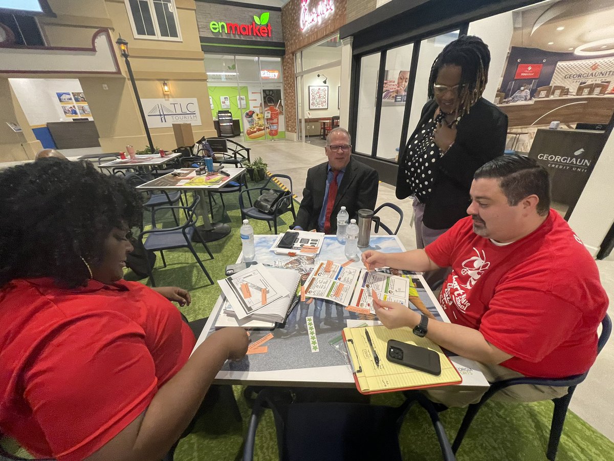SharondaMurrell's tweet photo. Here’s some Monday Morning Motivation for you! @SCCPSS SSG Principals &amp; APs engaging in the new @GaDOEMath Standards through solving problems using application and manipulatives @ our Leadership Kickoff! 
💡🎯🎲🧩💵@BballoliverBBO @AngelaShumate3 @GaDOESDI 
#Lookfors https://t.co/ibt4dGhzXV