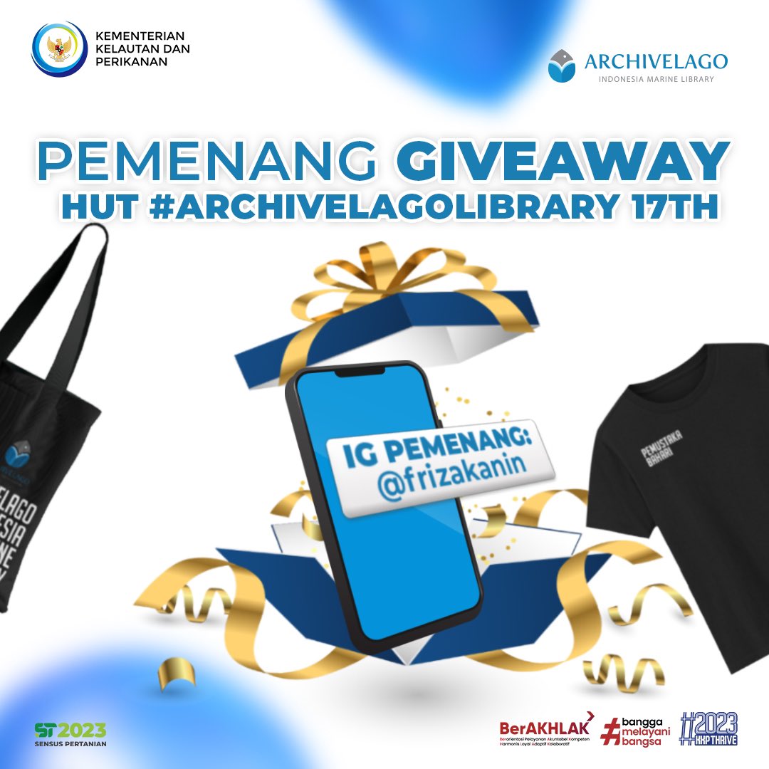 PERPUSKKP's tweet photo. Selamat @frizakanin, telah menjadi pemenang giveaway HUT #ArchivelagoLibrary 17th!!!

#KKPThrive
#EkonomiBiru
#SaktiWahyuTrenggono
#MenteriKKP 
#KKPMembaca
#HUTArchivelagoLibrary
#SweetArchivelagoLibrary
#ArchivelagoLibraryGiveaway https://t.co/bV4gddb9Ie