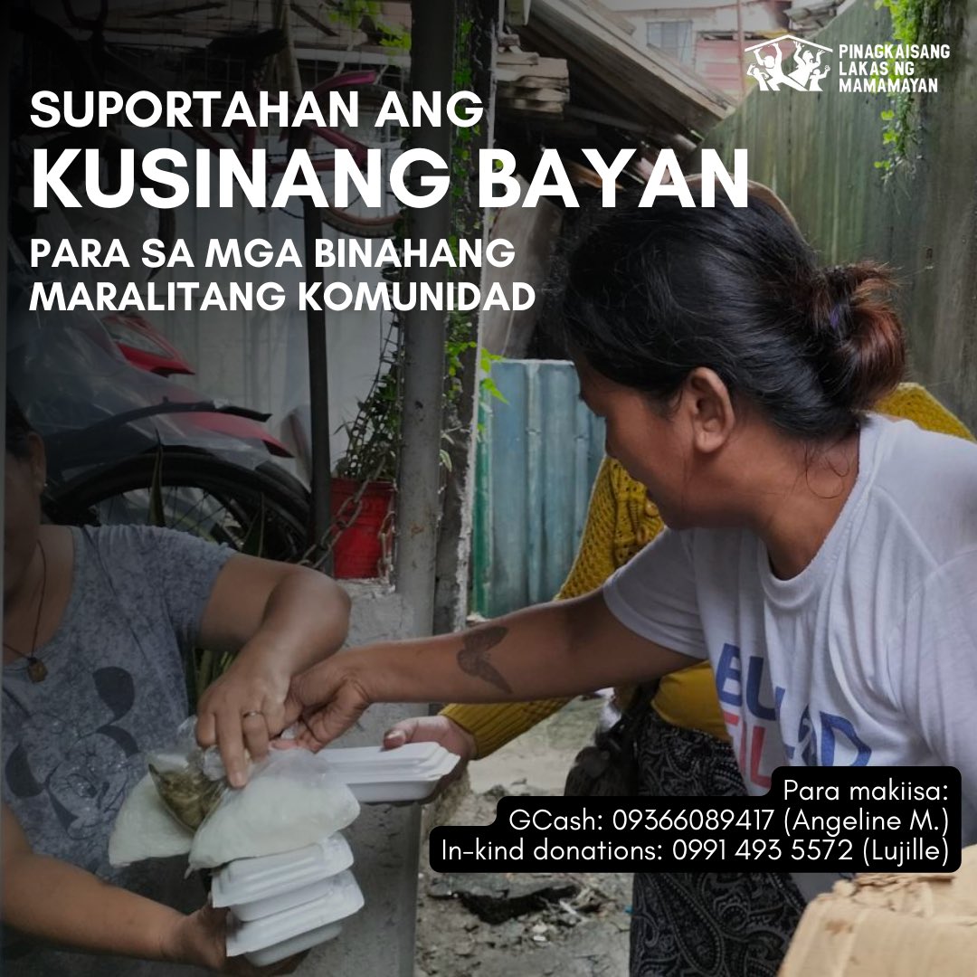 PLM_ph's tweet photo. SUPORTAHAN ANG KUSINANG BAYAN
para sa maralitang naapektuhan ng pagbaha!

Sa tulong ng ating pagkakaisa, mahigit 300 indibidwal mula sa Payatas at Bagong Silangan, QC ang napakain ng ating Kusinang Bayan. Ngunit marami pang pamilya ang nangangailangan. https://t.co/LAGIrhEnmB