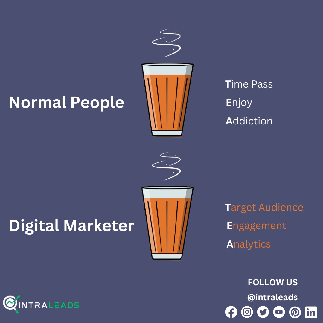 IntraLeads's tweet image. Normal People vs Digital Marketer
.
.
#DigitalMarketingAgency #DigitalExperts #OnlineVisibility #SocialMediaMarketing
#SEOStrategy #BusinessGrowth
#BrandConsultation #DigitalMarketing 
#CreativeMinds #OnlineSuccess
#DigitalAdvertising #DigitalSolutions
#MarketingAgency