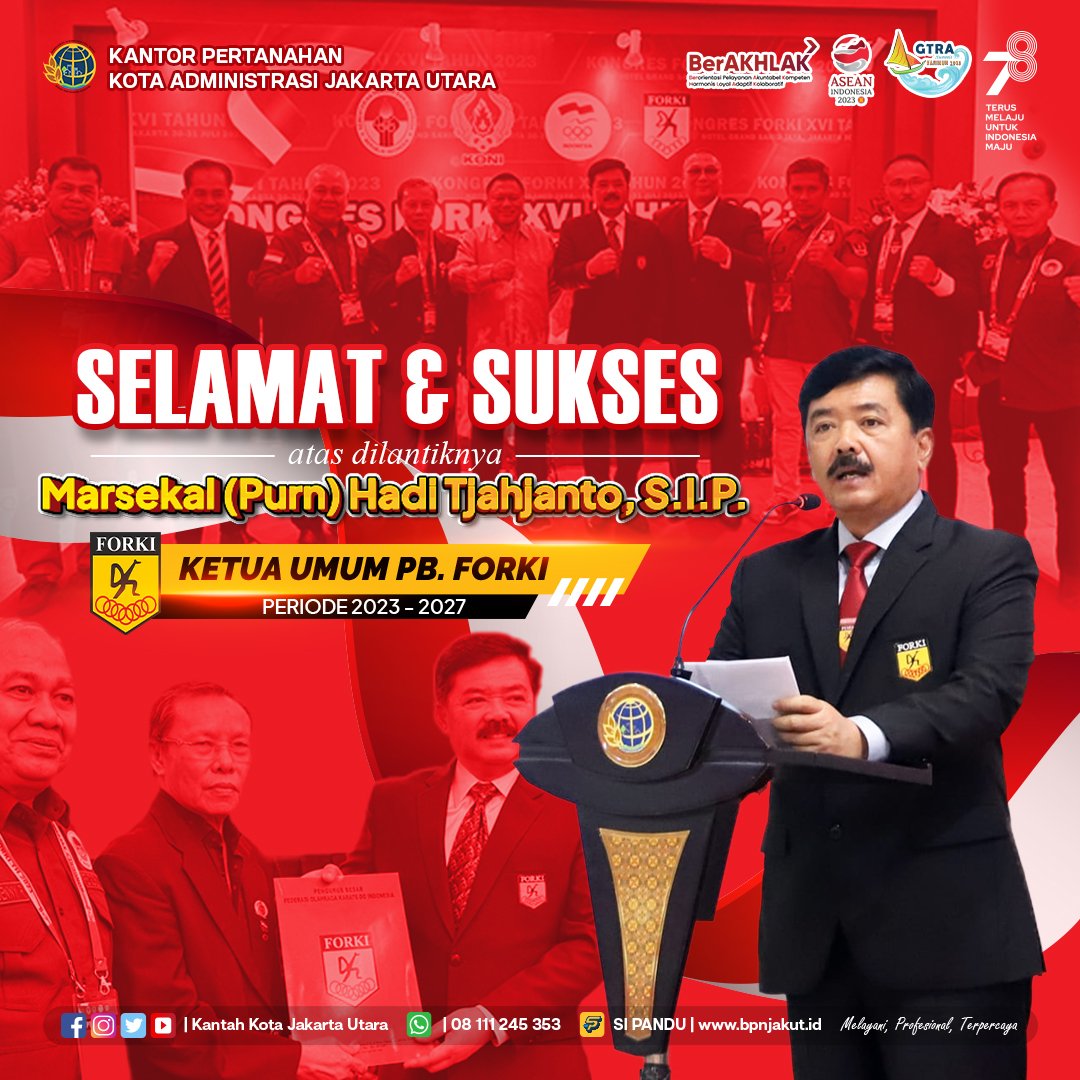 kantahkotajakut's tweet image. Selamat dan Sukses atas dilantiknya Marsekal (Purn) Hadi Tjahjanto, S.I.P @TjahjantoHadi  sebagai Ketua Umum PB. FORKI periode 2023 - 2027.

Mari rapatkan barisan, satukan tekad untuk maju bersama membangun olahraga karate agar terus berjaya.

#FORKI
#Karate
#KarateDo