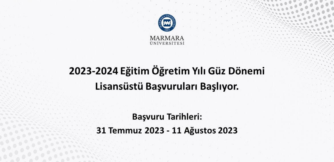 2023-2024 EĞİTİM-ÖĞRETİM YILI GÜZ YARIYILI LİSANSÜSTÜ BAŞVURULARI BAŞLIYOR

📆31 Temmuz 2023 - 11 Ağustos 2023

➡️Kayıt Linki: bit.ly/45bLg6h