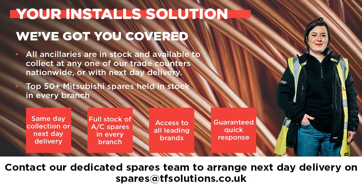 Need a specific component for your air conditioning unit? 🔍 No problem! From expert guidance to finding those hard-to-find spare parts, our dedicated Spares Team have got you covered. ⚙️

✉️ spares@tfsolutions.co.uk

#TFSolutions #AncillariesSupport #SparesSupport