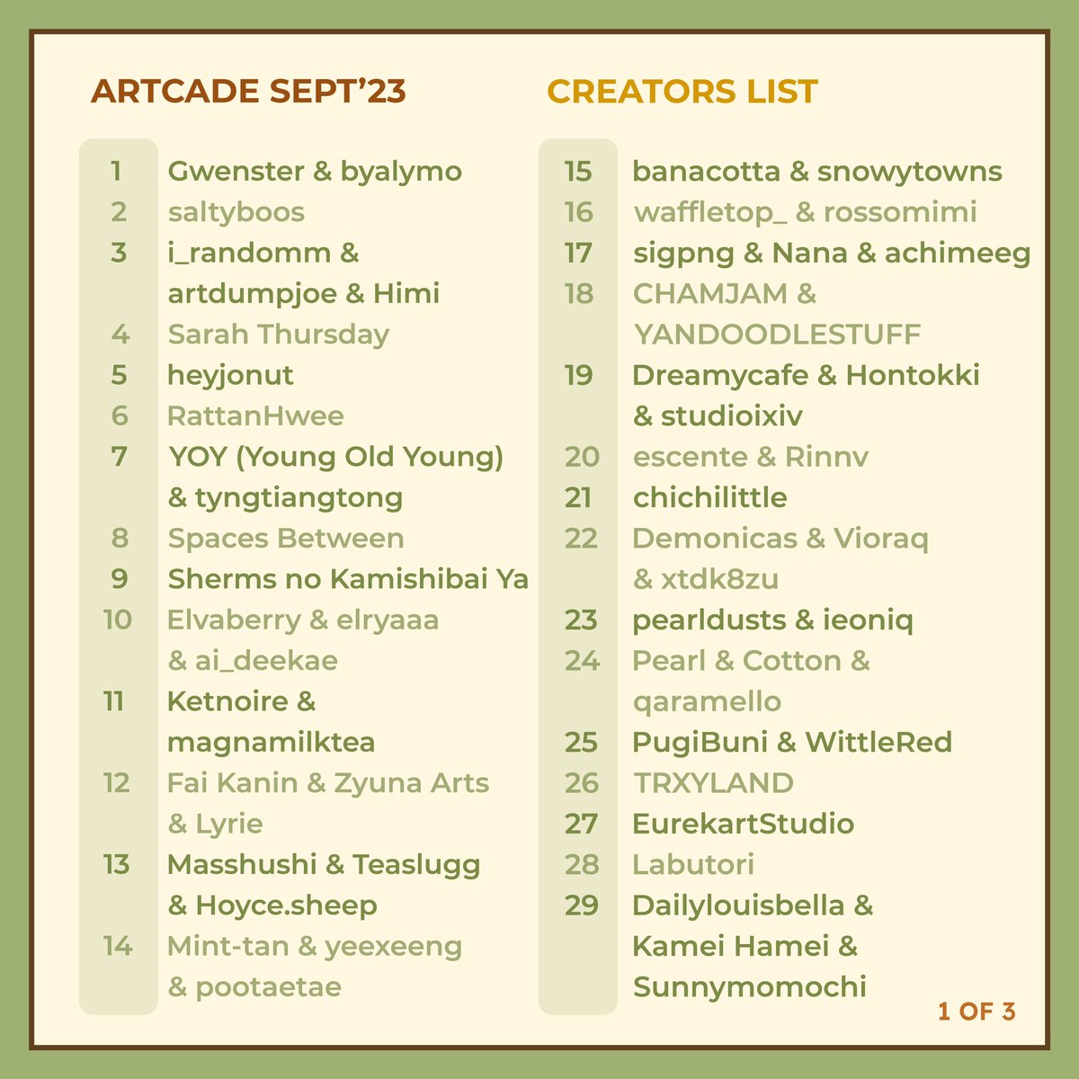 artcadeSG's tweet photo. Revealing the line up for Artcade Fall 2023 🍁

We are super excited to welcome both familiar and new faces and can’t wait to see all of you in September! 💫 https://t.co/vLURB9GFRK