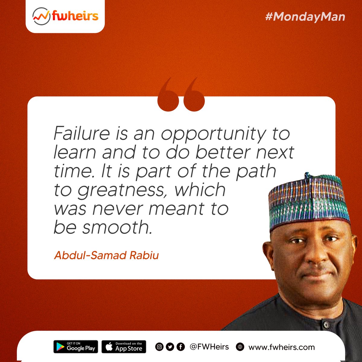 FWHeirs's tweet photo. There's success even in failure, it all depends on your perspective and mindset. 

https://t.co/CupofforGT 

#MondayMan
#AbdulSamadRabiu
#Inspiration
#Businessman
#Motivation
#Forextrading
#finance
#Fwheirs https://t.co/IRriL8WJE0