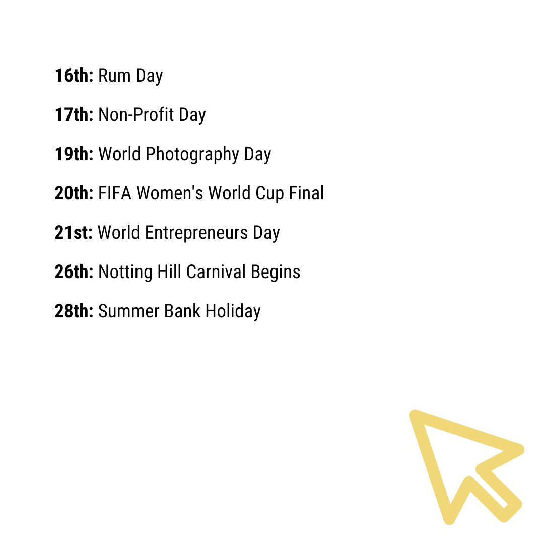 🎉 Get ready to post these Social Media Holiday's in August 📅

Don't miss out on these , including World Photography Day on August 19th 🌟

Stay ahead of the game and plan your marketing campaigns to make the most of these fun and unique occasions 📲