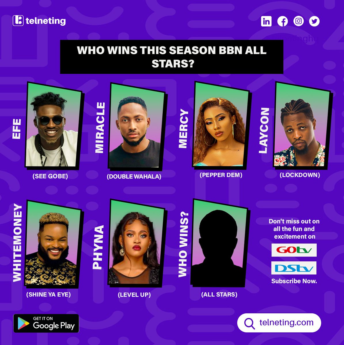 Telnetinghq's tweet photo. Big Brother Naija All Stars Showdown!
Don't miss out on the intense competition, heartwarming friendships, and sizzling twists, only on GOTV|DSTV!
Subscribe using Telneting and witness history in the making!
.
.
.
#BBNAllStars #RealityShowdown #GOTV #DSTV #SubscribeNow https://t.co/tpjAmX9zTM