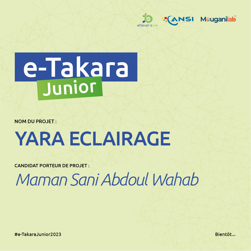 eTakaraJunior's tweet photo. Pour que les enfants en zone où il y'a problème d'électricité puissent étudier tranquillement.Abdoul Wahab met à contribution son génie créateur à travers le projet Yara Eclairage. C'est un système d'éclairage à base d'énergie solaire avec un dispositif mobile et moins couter. https://t.co/plNHotiJyg