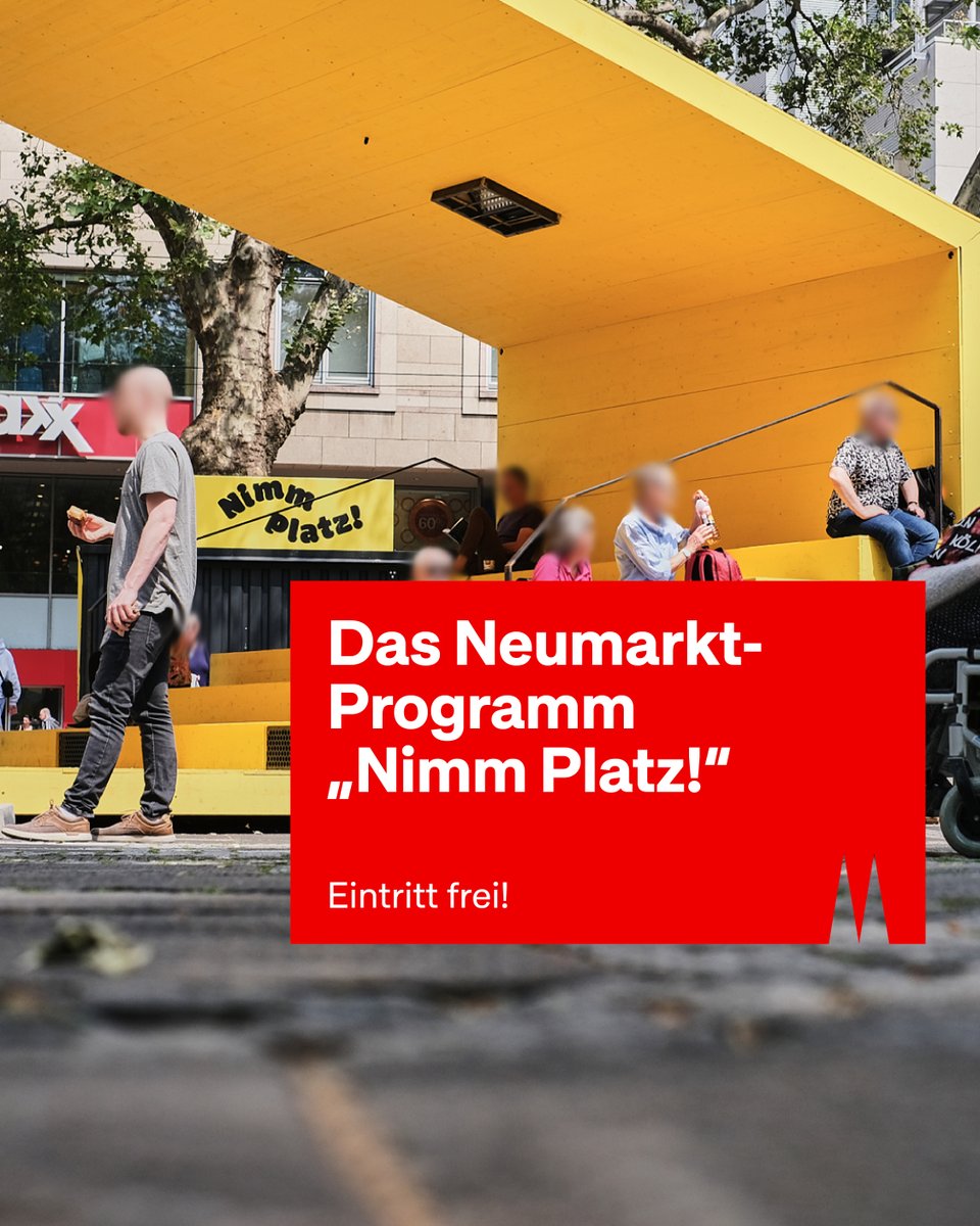 Koeln's tweet photo. Eine neue Woche - ein frisches Programm bei "Nimm Platz"! 🙌

Auch diese Woche begrüßen euch viele verschiedene Künstler*innen im Kulturpavillion auf dem Neumarkt! 

Das ganze Programm findet ihr hier 👉 https://t.co/SLwrwDCKAU https://t.co/h1vDyKPcgi