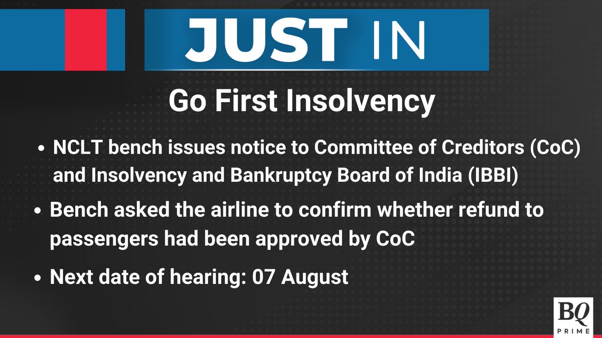 BQthefineprint's tweet photo. #GoFirstInsolvency: Airline approaches #NCLT seeking approval to refund ticket amount to passengers.
For the latest news and updates, visit: https://t.co/e8WUPo5niX https://t.co/hjr4FwZUjl