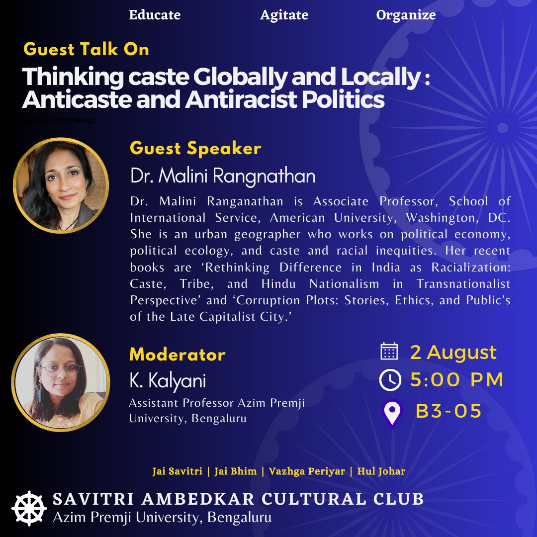 K Kalyani (@fiercelybahujan) on Twitter photo Looking forward to the conversation with <a href="/maliniranga/">Malini Ranganathan</a> on her latest book 'Rethinking Difference in India as Racialization', anti-caste geographies, and the questions on allyship and activism in the context of recent anticaste legislations in the US. Looking forward to the conversation with <a href="/maliniranga/">Malini Ranganathan</a> on her latest book 'Rethinking Difference in India as Racialization', anti-caste geographies, and the questions on allyship and activism in the context of recent anticaste legislations in the US.