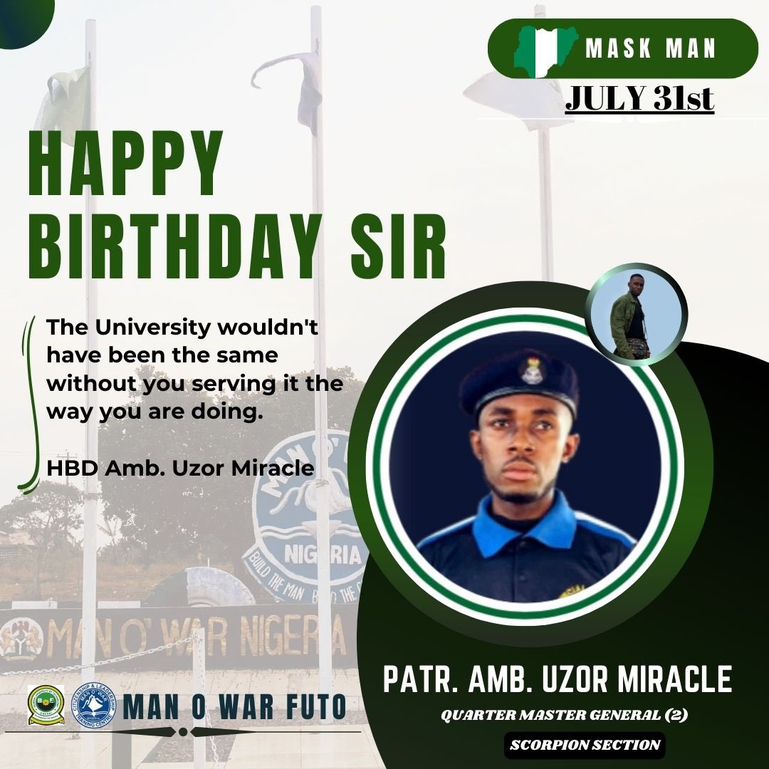 manowarfuto's tweet photo. Patr . Uzor Miracle ( QMG-2 ) 

@oti_prof @MobilePunch @manowarng @ManOWarNigeria1 @mowunilag_  @_Edehstephen @FUTO_Official @futo_alumni @SipisiC https://t.co/2PzROPffGa