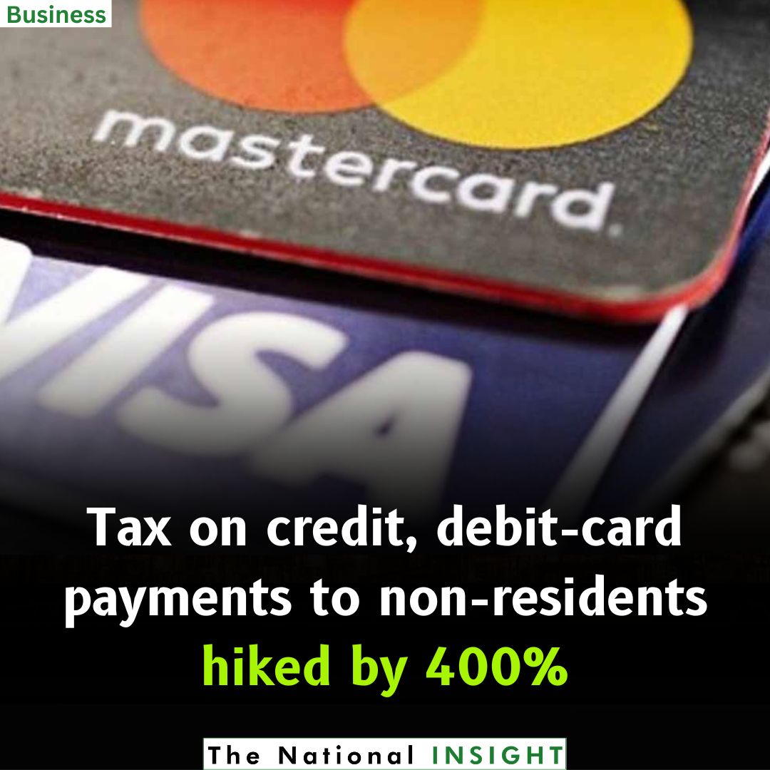 InsightThe64295's tweet photo. In a bid to discourage outflows of foreign exchange reserves, the FBR jacked up the withholding tax (WHT) on payments to non-resident persons through debit cards and credit cards by 400%.
.
.
.
.
.
#thenationalinsight #fbr #banking #BreakingNews #LatestNews #PakistanNews https://t.co/gOJyx06We8