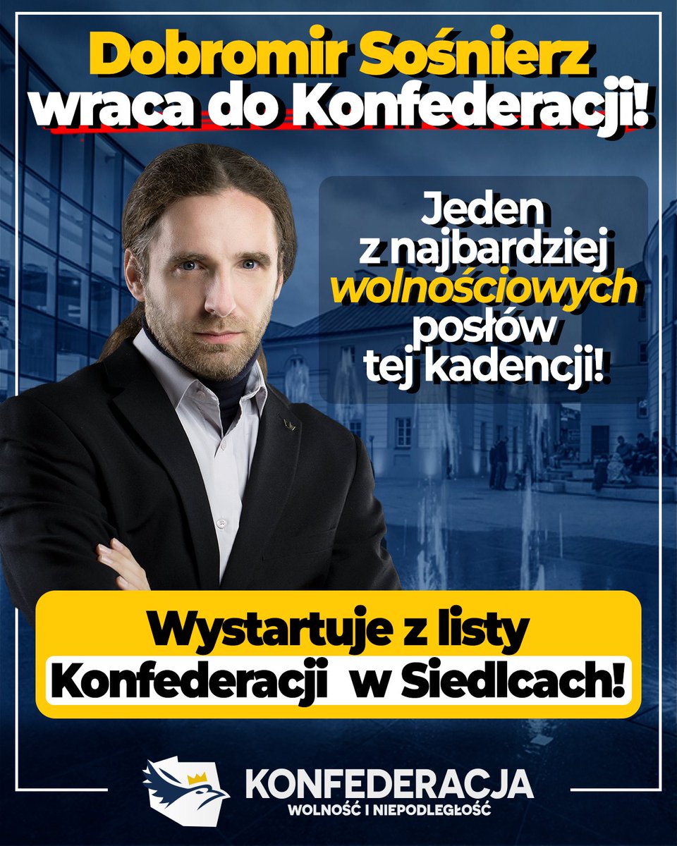 Nowa_Nadzieja_'s tweet photo. Dobromir Sośnierz wraca do Konfederacji! 
Jeden z najbardziej wolnościowych posłów tej kadencji. 
Witamy z powrotem :)

Jednoczymy się w walce o koniec rządów POPiS-u! Czas na proste i niskie podatki i wolność gospodarczą! https://t.co/TZVGBpPfsV