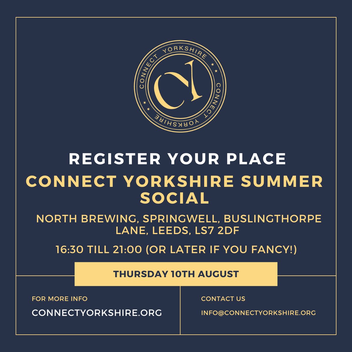 Join us at North Brewing for the Connect Yorkshire summer social evening and network with some of Yorkshire's top business owners in a laid-back atmosphere. Click here to book your place: eventbrite.co.uk/e/connect-york… #entrepreneurs #yorkshire #yorkshirebusiness #businessleaders