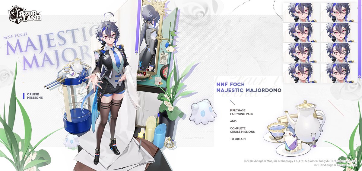 AzurLane_EN's tweet photo. ⚜️Majestic Majordomo⚜️  

MNF Foch is changing into her new attire. Her outfit can be obtained by purchasing the Cruise Pass and completing Cruise Missions. Her Cruise Mission will begin on 8/1.  

#AzurLane #Yostar https://t.co/BArUpwEg2O