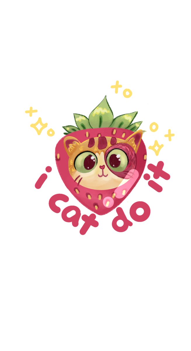 Made a cat strawb sticker #Stickers #illustrations #cat
